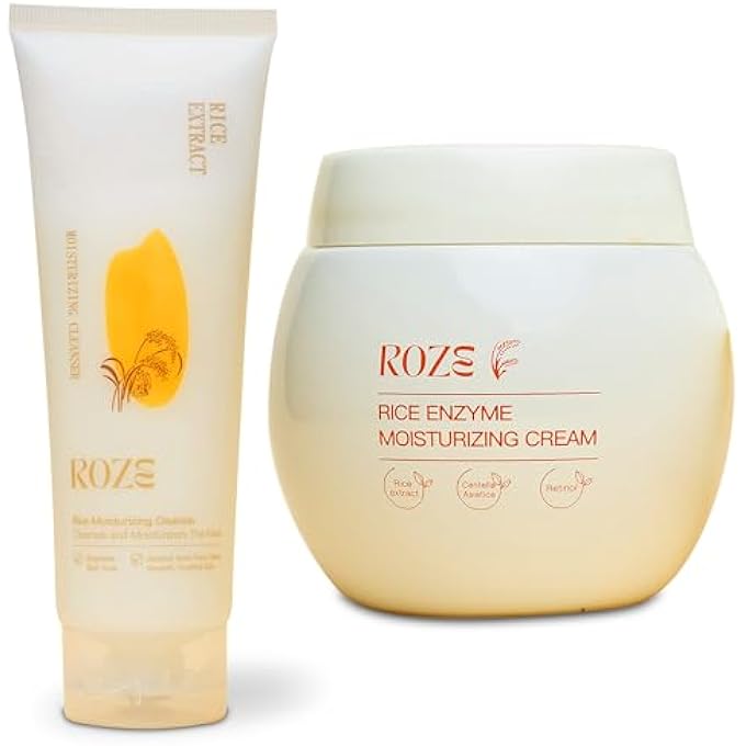 ROZE SKIN CARE COMBO PACK | RICE FACIAL CLEANSER 120ML | RICE ENZYME MOISTURIZING CREAM 50G | NO DARK SPOTS | NO PIGMENTATION | RADIANT GLOW - Image 1